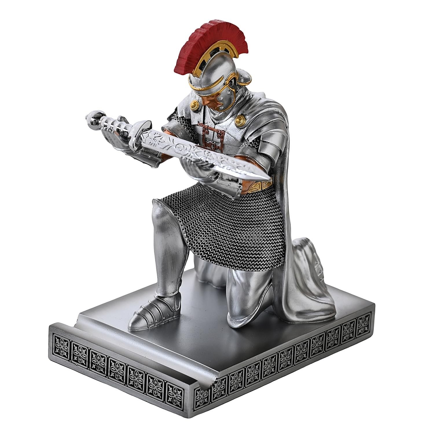Roman Praetorian Prefect Warrior Knight Pen Holder Desk Ornament Silver | Res...