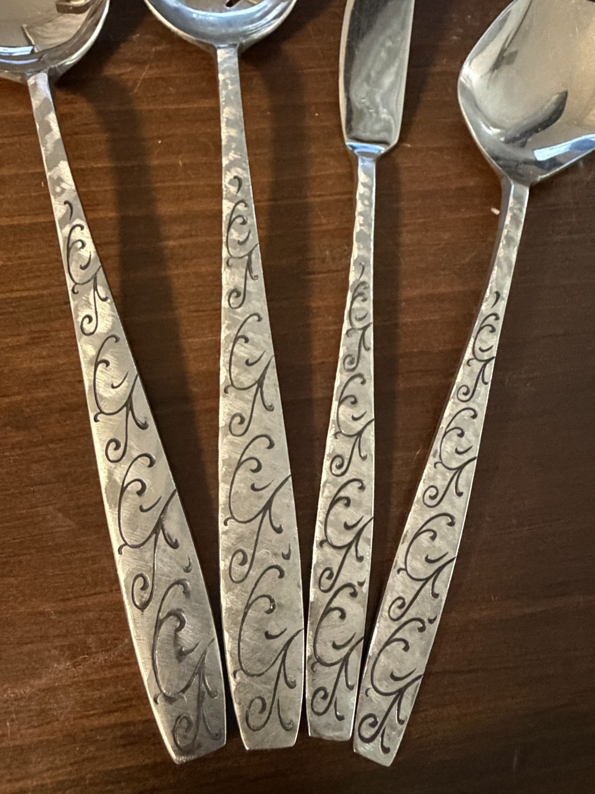 Vintage EPIC Stainless Flatware Set Urban Pattern 4-Piece serving set Vintage EPIC Stainless Flatware Set Urban Pattern 4-Piece serving set