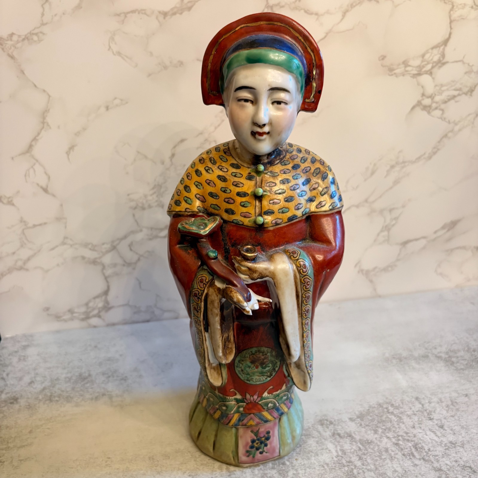 Vintage Chinese Ceramic Court Figure Statue Marked 13.5 Vintage Chinese Ceramic Court Figure Statue Marked 13.5
