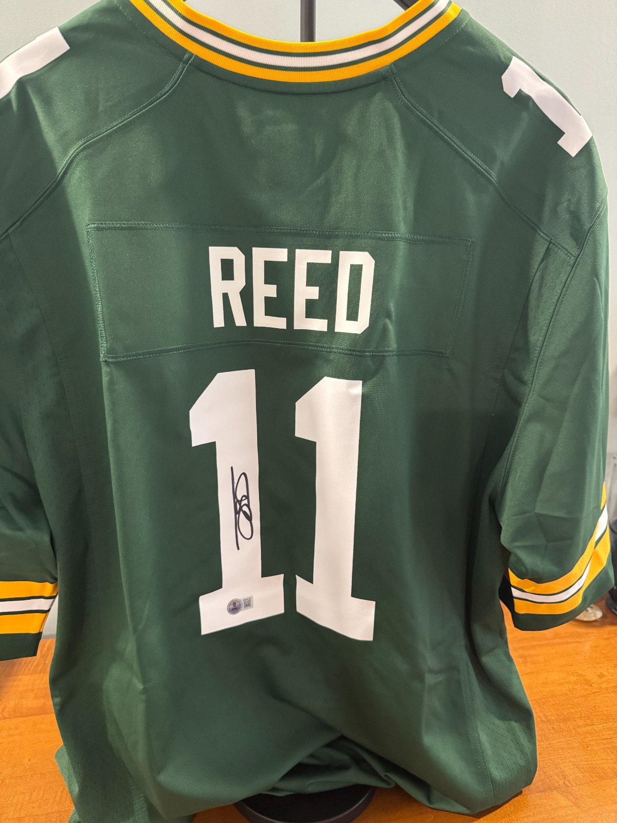 Jayden Reed Signed Green Bay Packers Green Jersey Autograph Beckett BAS COA