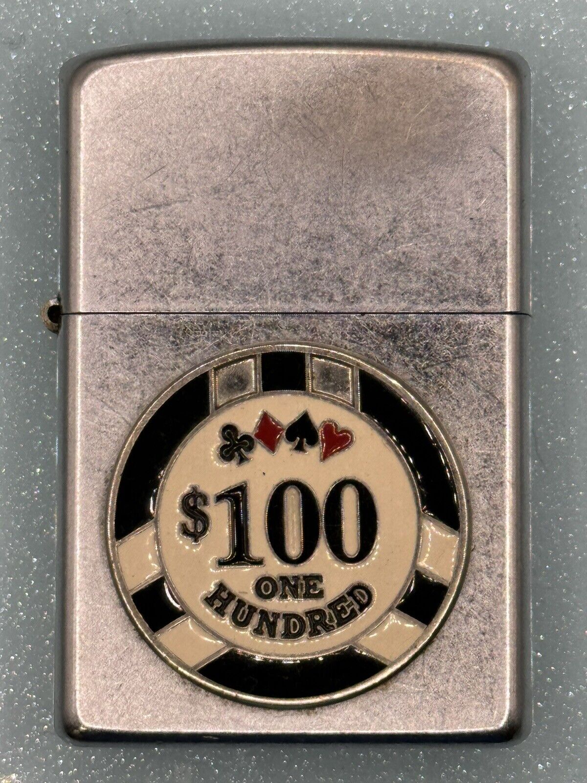 Vintage 2007 Casino Poker Chip Emblem Chrome Zippo Lighter
