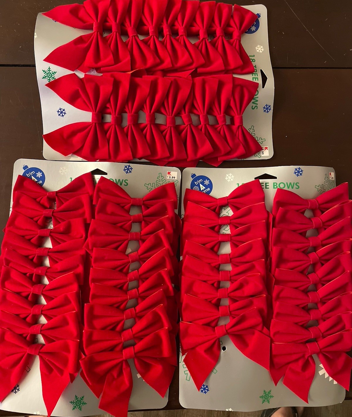 53 Vintage Red Velvety Christmas Tree Wreath Bows Kmart Trim A Home New 4.5”