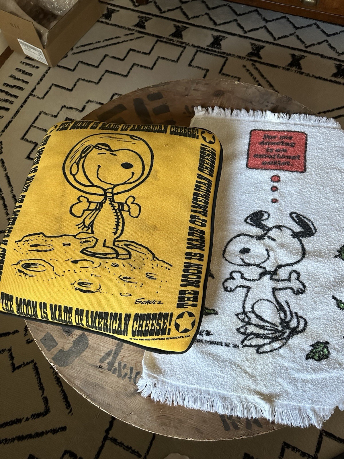 Vintage 1960s Snoopy Peanuts Sweatshirt Pillow Towel Cotton Vintage 1960s Snoopy Peanuts Sweatshirt Pillow Towel Cotton
