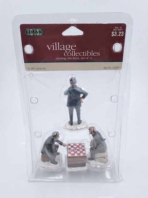 2001 Lemax Village Collection. Playing Checkers Item #12493A. Retired