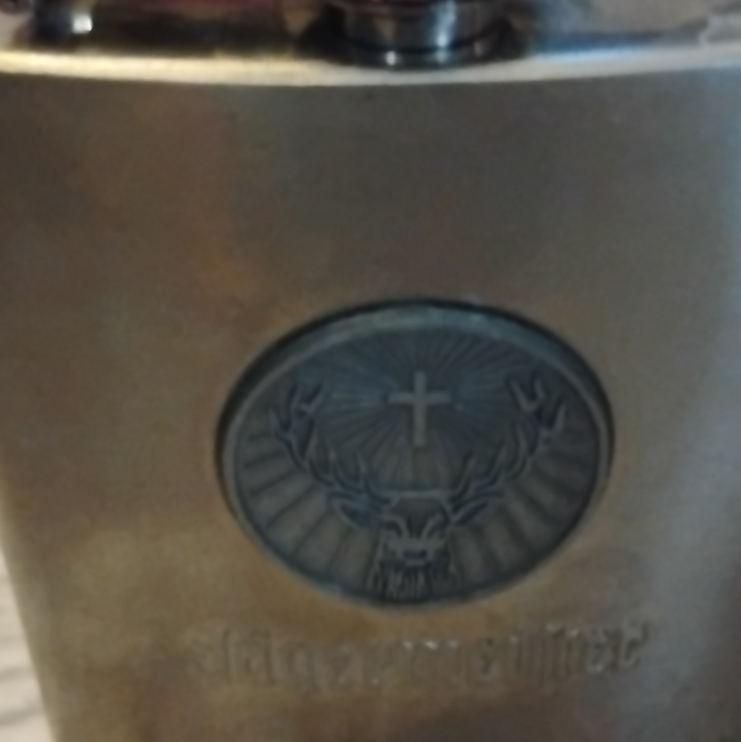 Jagermeister Silver & Black Metal Hip Flask with Stag Logo, Distillery Theme