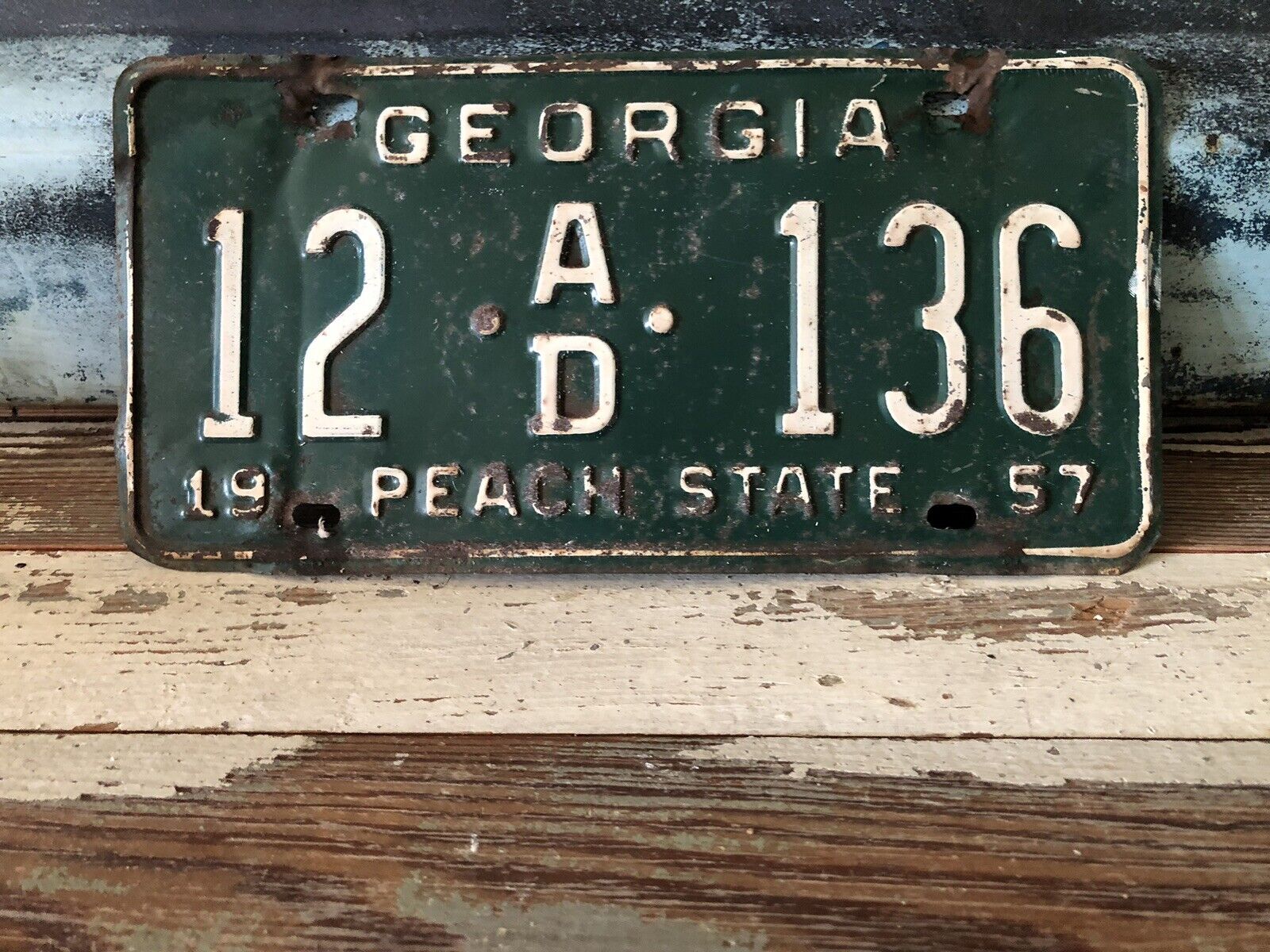 Vintage License Plate Georgia 1957 Walker County Lafayette Ga