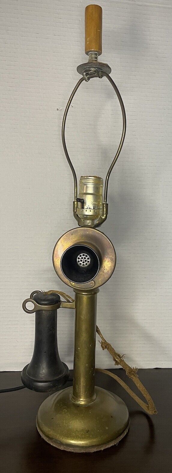 Antique American Tel &Tel Co 337 Brass Candlestick Phone Non-Working Lamp