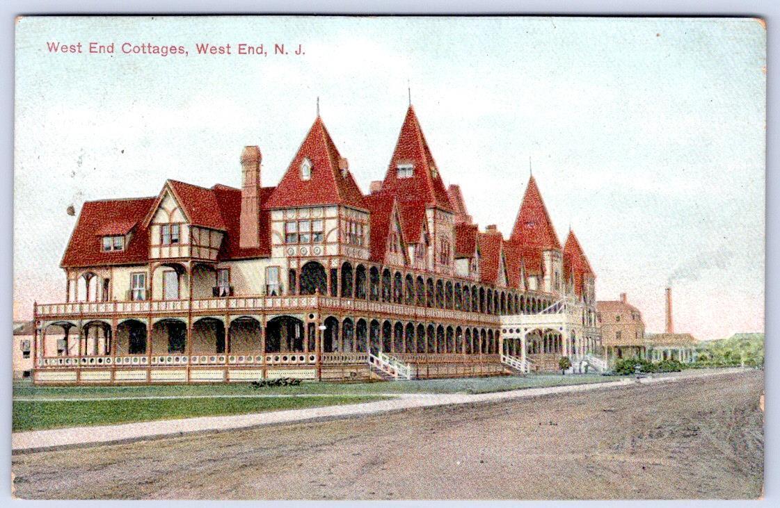 1908 WEST END COTTAGES NEW JERSEY LONG BRANCH GILDED AGE ARCHITECTURE POSTCARD