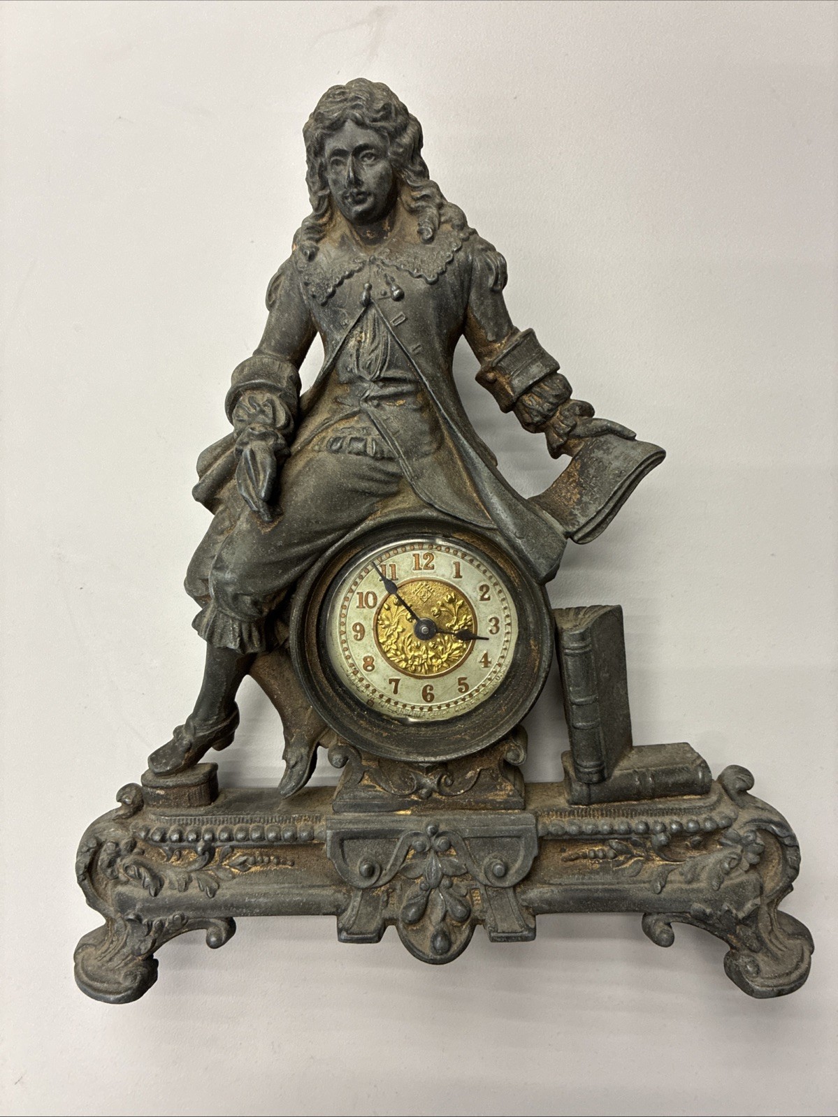 19th Century Scholar Ansonia Figural Clock of French Physicist Denis Papin Rare 19th Century Scholar Ansonia Figural Clock of French Physicist Denis Papin Rare