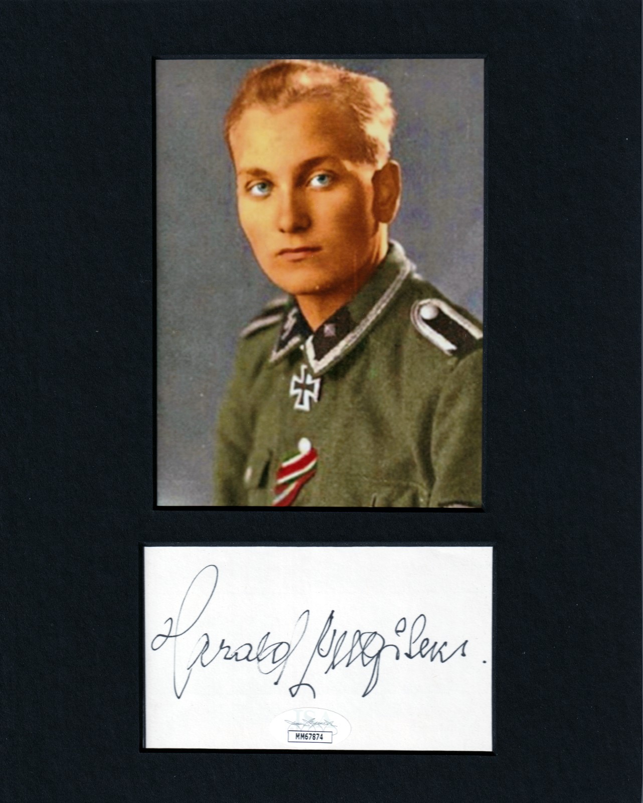 SS-Waffen German Knights Cross Harald Nugiseks SIGNED CUT AUTOGRAPHED JSA COA