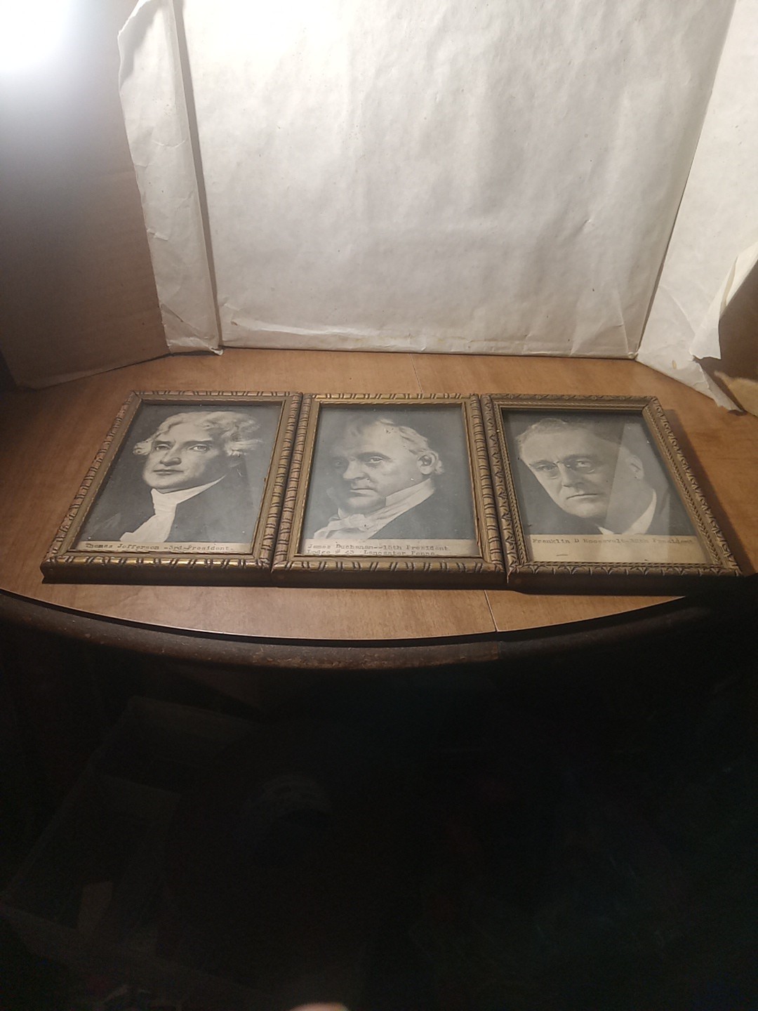 1940s-50s Vintage Masonic Presidential Pictures Jefferson, Buchanan, F D R 1940s-50s Vintage Masonic Presidential Pictures Jefferson, Buchanan, F D R