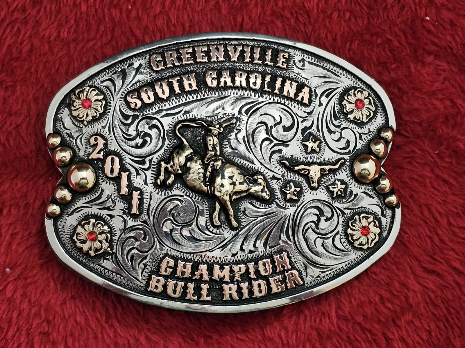 Bull Riding RODEO☆X~TREME☆2011☆CHAMPION TROPHY BUCKLE☆Greenville SC☆Rare☆W06