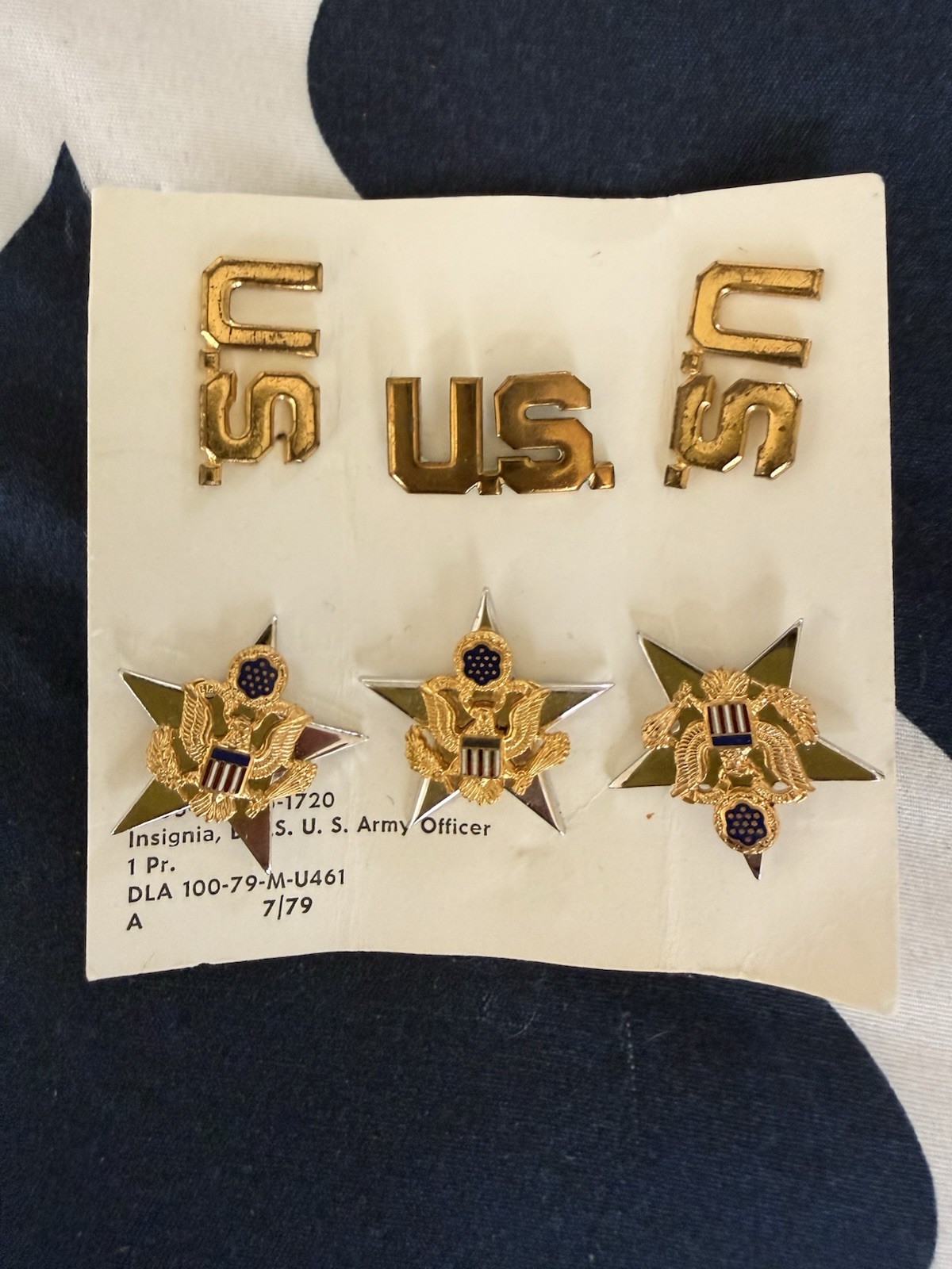 Vintage 1979 US Army General Staff Officer Collar Insignia Set Carded