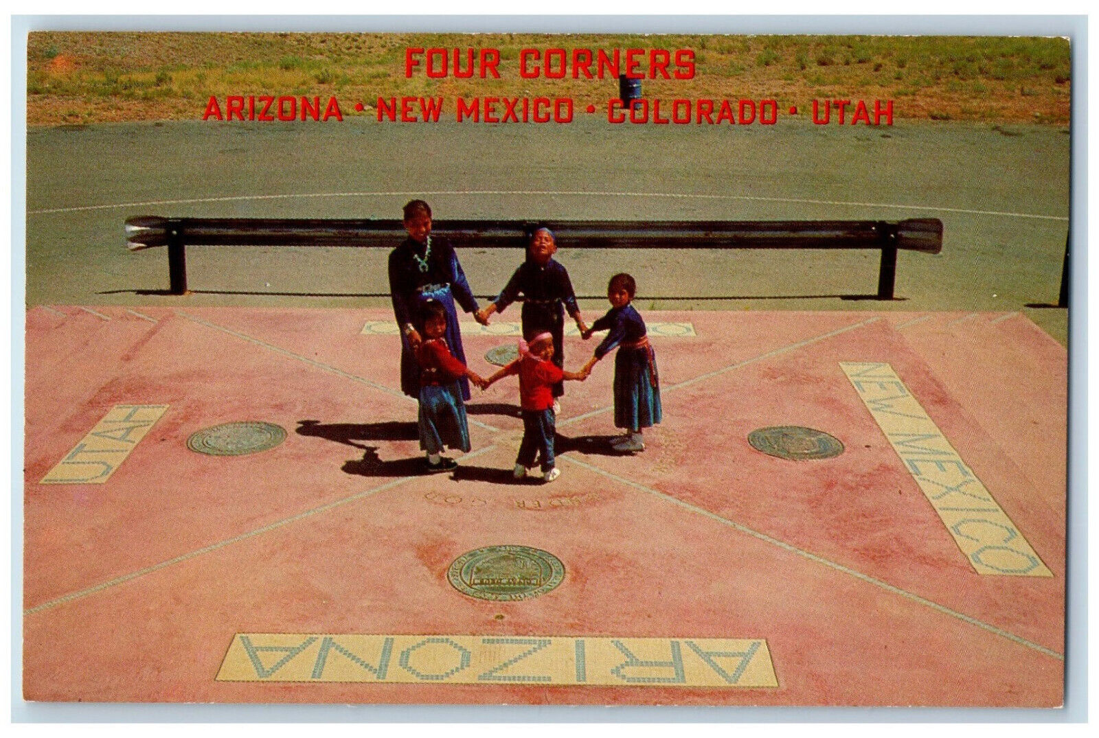 Arizona AZ Postcard Four Corners Five Little Navajo Indians c1960's Vintage