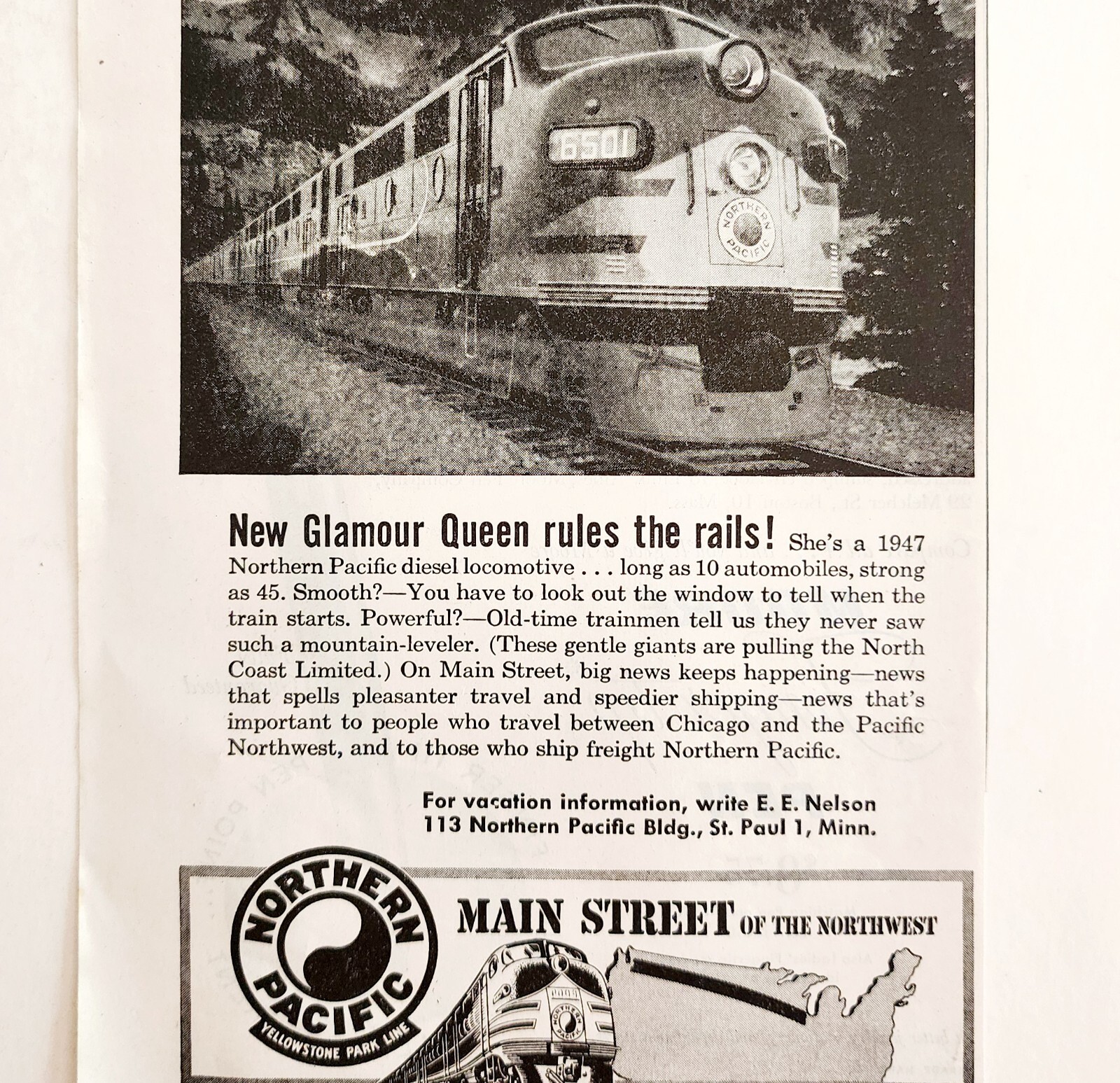 1947 Northern Pacific Railway Advertisement Yellowstone Park Railroad DWWW4