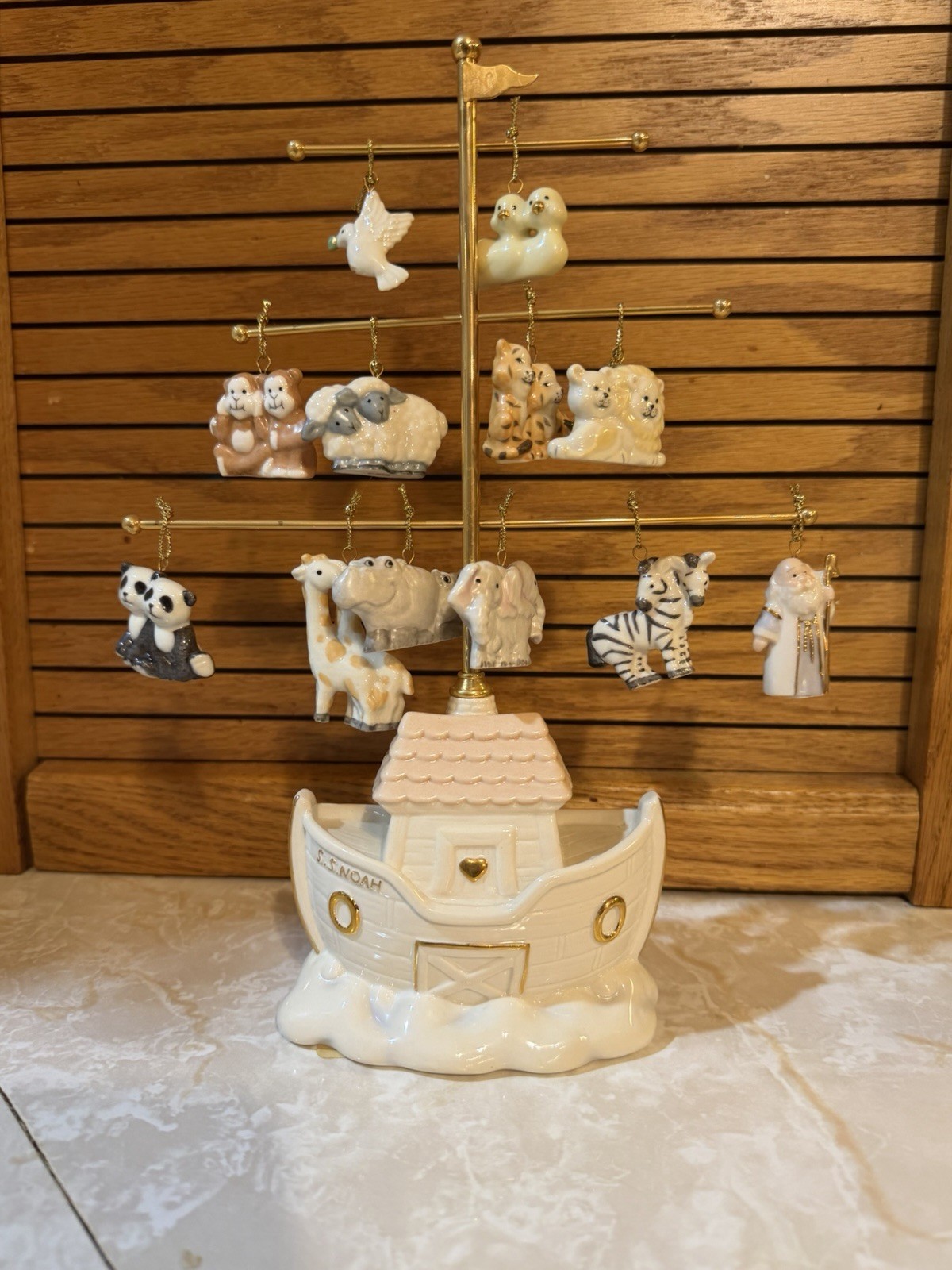 Vintage Noah’s Ark Lenox Ornament Tree With Animals  MINT