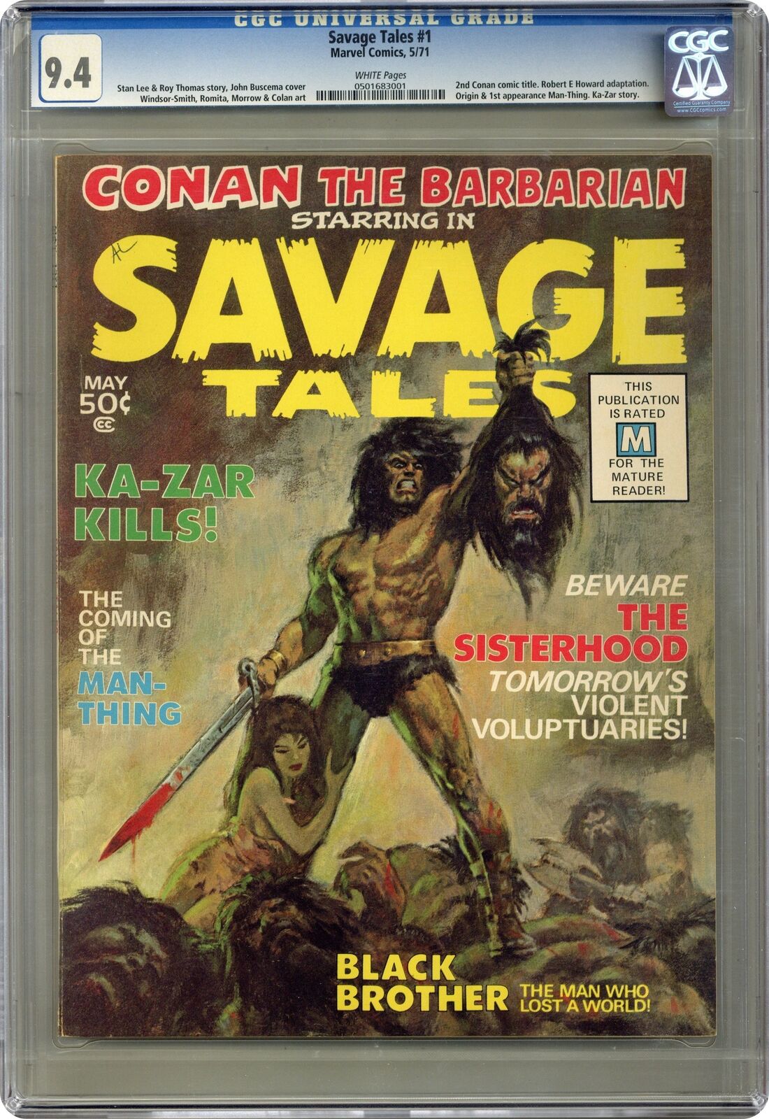 Savage Tales #1 CGC 9.4 1971 0501683001 1st app. Man-Thing