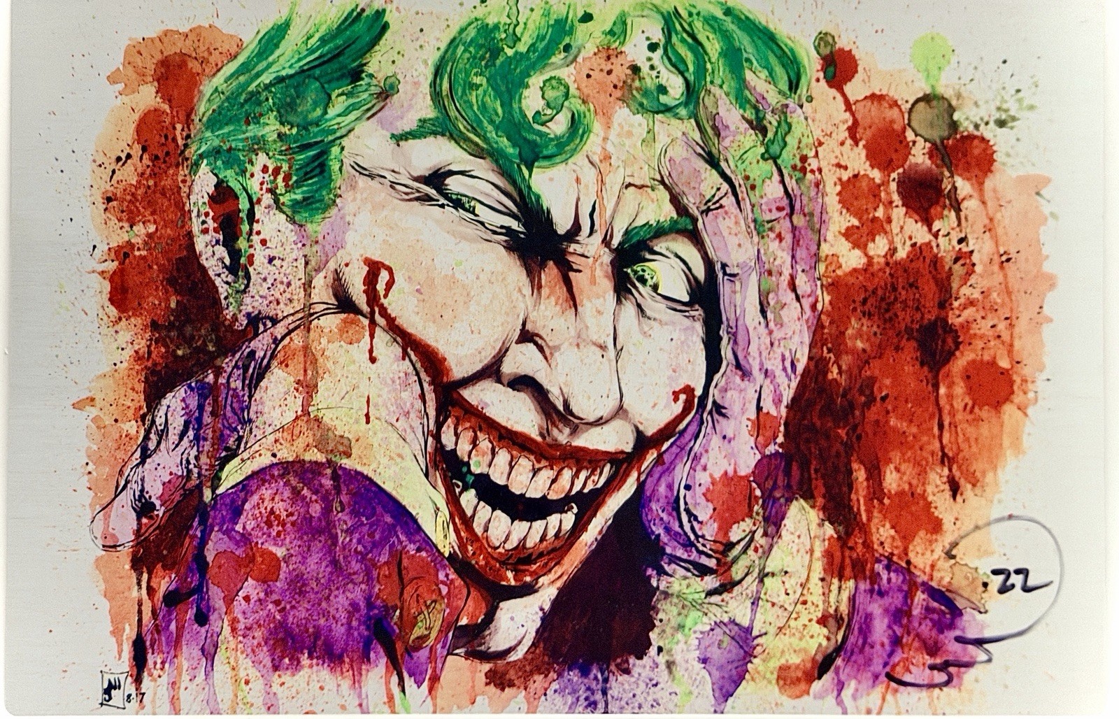 Batman: The Joker - 10x6 Signed Metal-Printed 1:1 Original Art - Rounded Corners