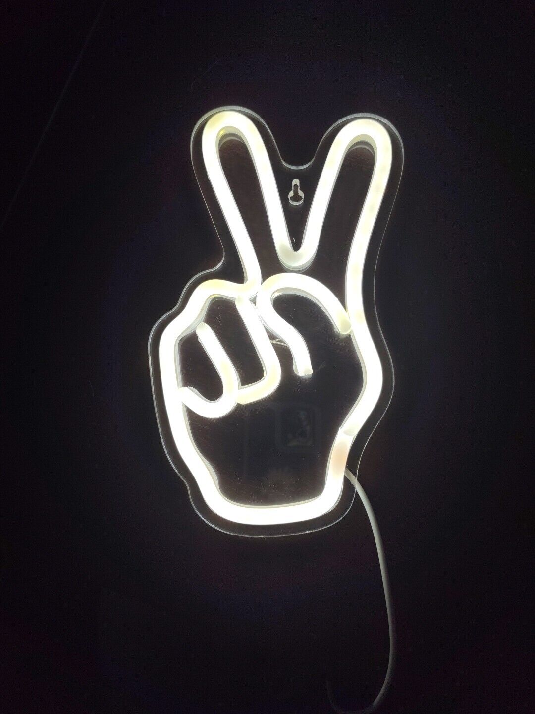 LED Neon Back Light Hand Peace Sign Wall Hanging Light Plug in USB Cord