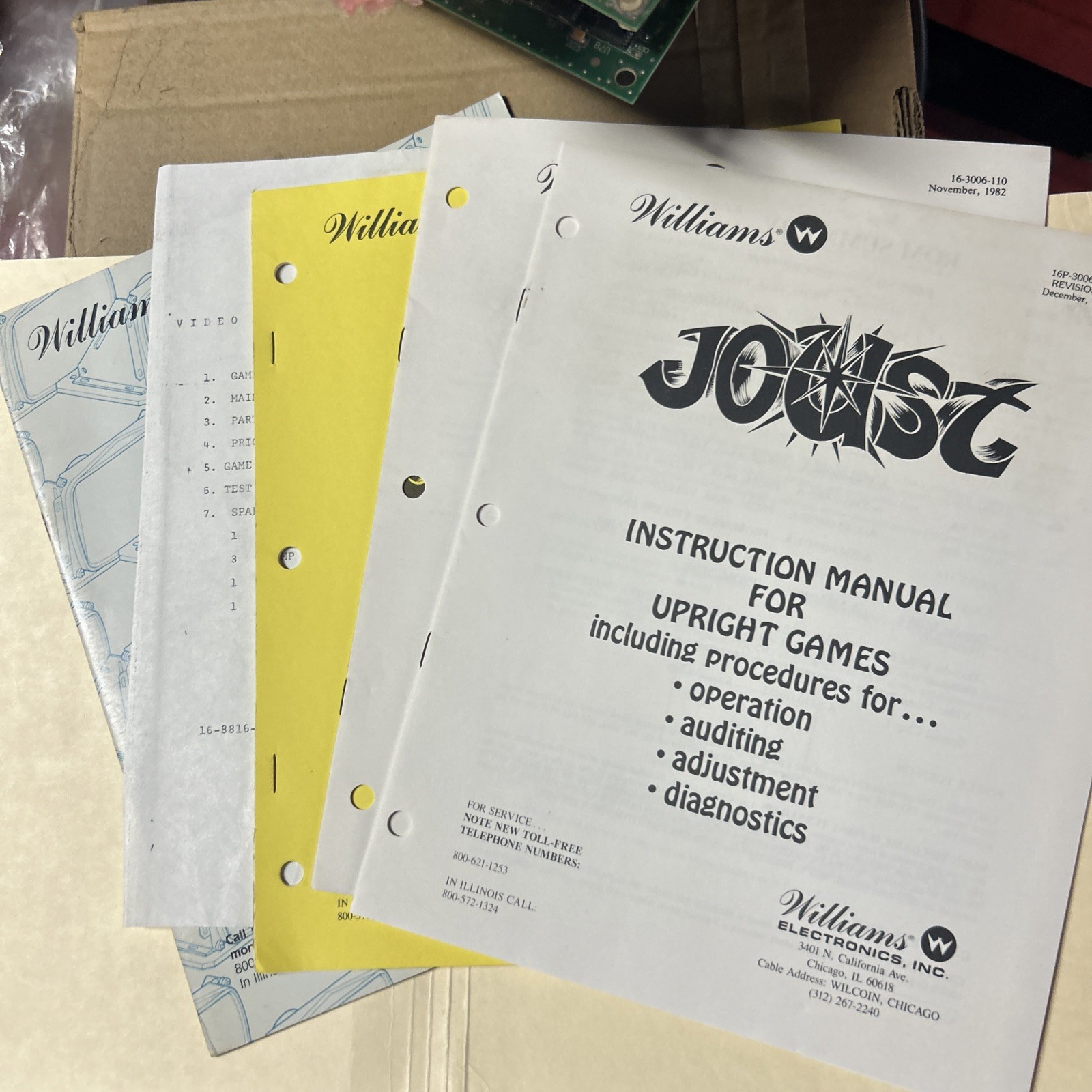 Original Factory Williams Joust Set Arcade  Game Owners Manual