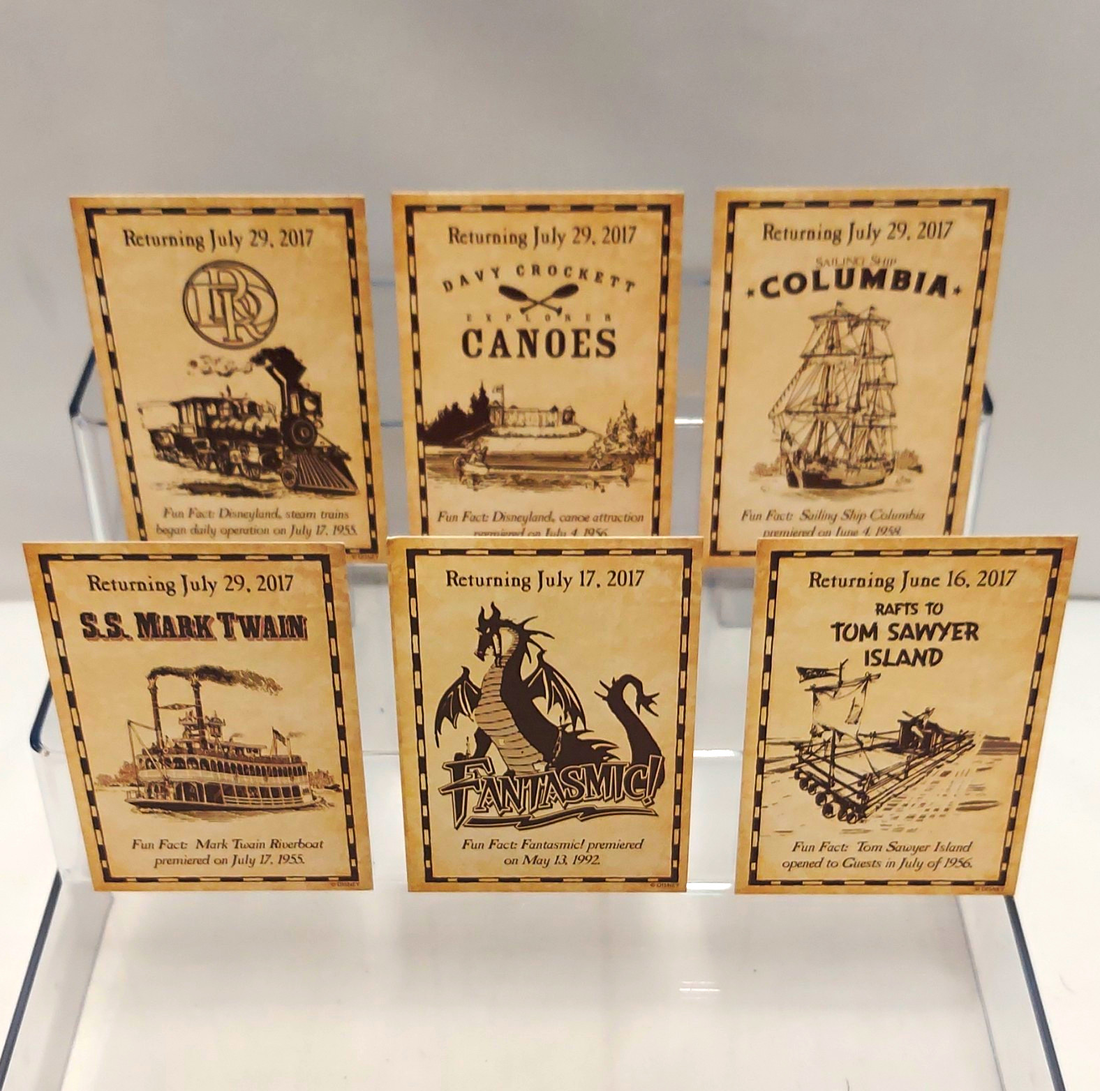 Disneyland 2017 Returning Souvenir Cards/Prints & Pirates Lair Map Complete Set