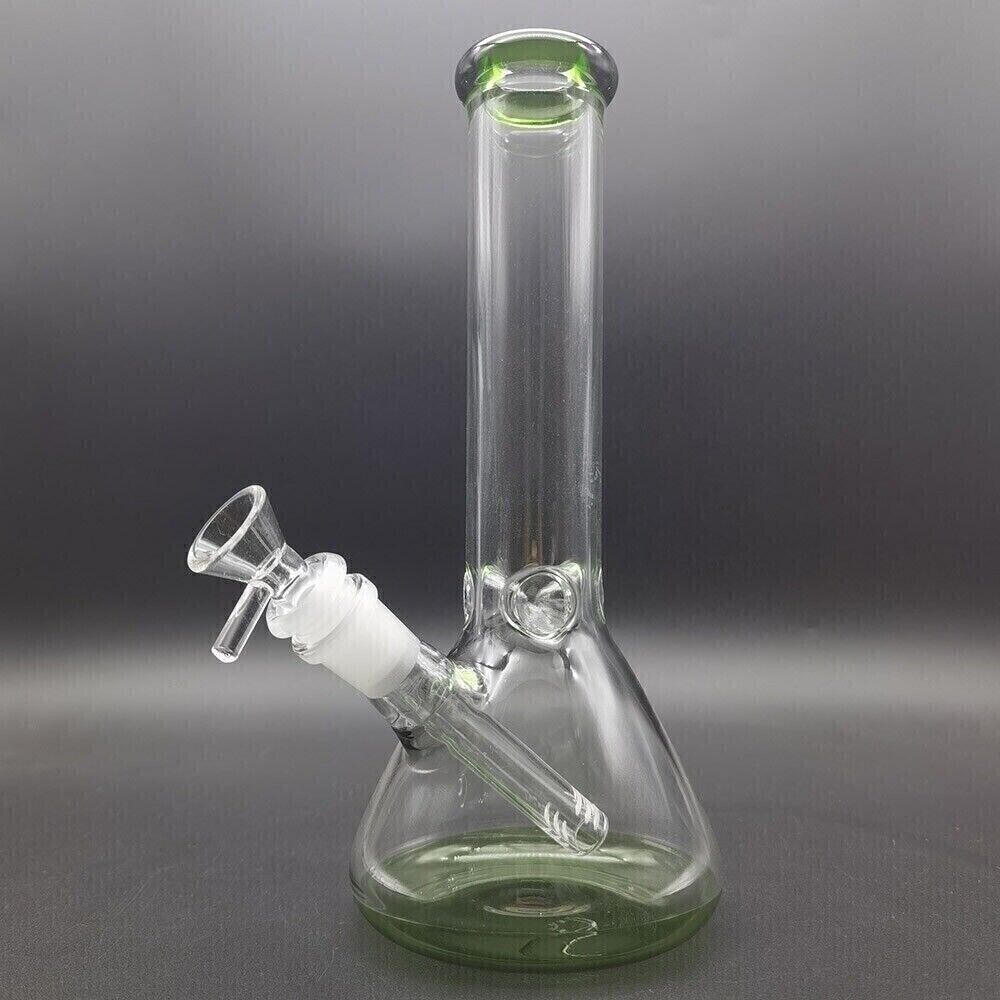 25cm Heavy Glass Water Pipe Smoking Bong Bubbler Shisha Hookah + 14mm Bowl Green