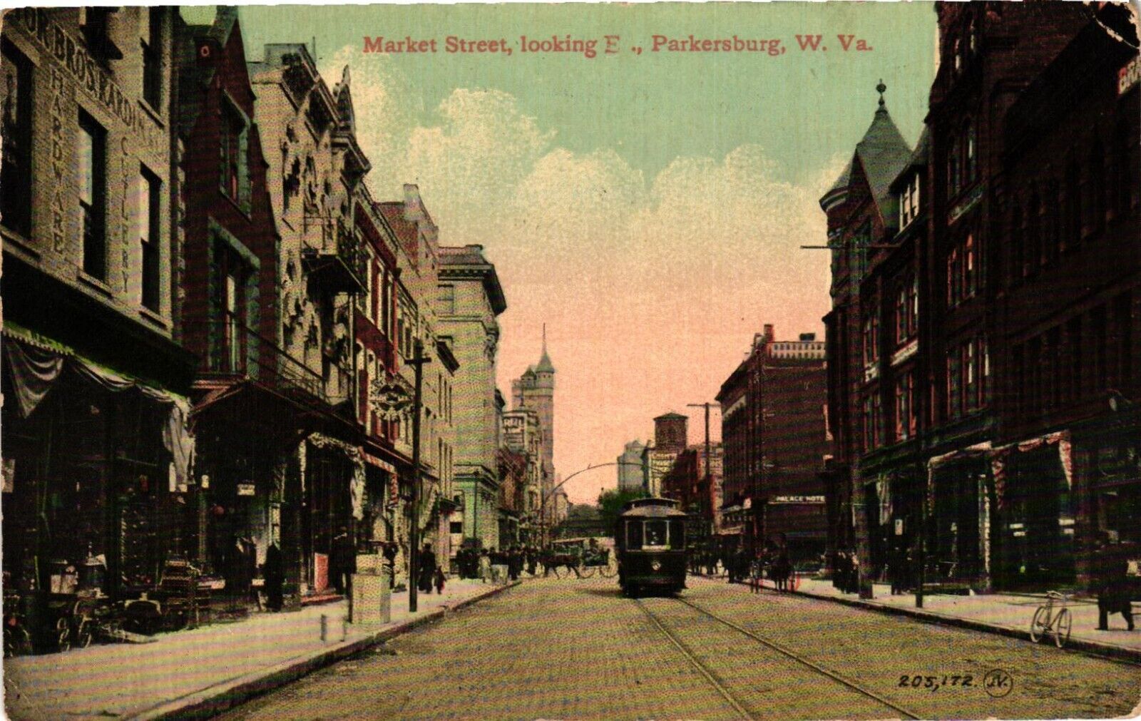 Vintage Postcard- 205,172. Market St., Parkersburg, WV. Post to 1908
