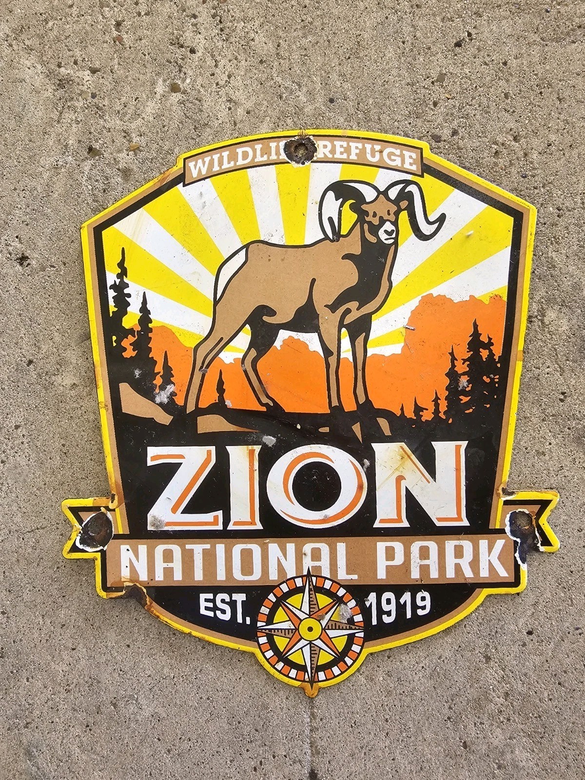 VINTAGE UTAH ZION PARK NATIONAL WILDLIFE PORCELAIN ENAMEL SIGN 10\ VINTAGE UTAH ZION PARK NATIONAL WILDLIFE PORCELAIN ENAMEL SIGN 10\