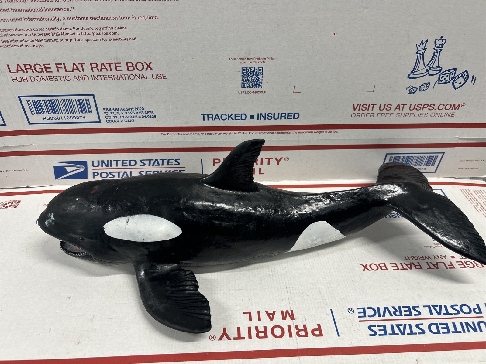 VTG Y2K RARE XL RUBBER ORCA KILLER WHALE 20” TOY FISH OCEAN SEA SHAMU SEAWORLD