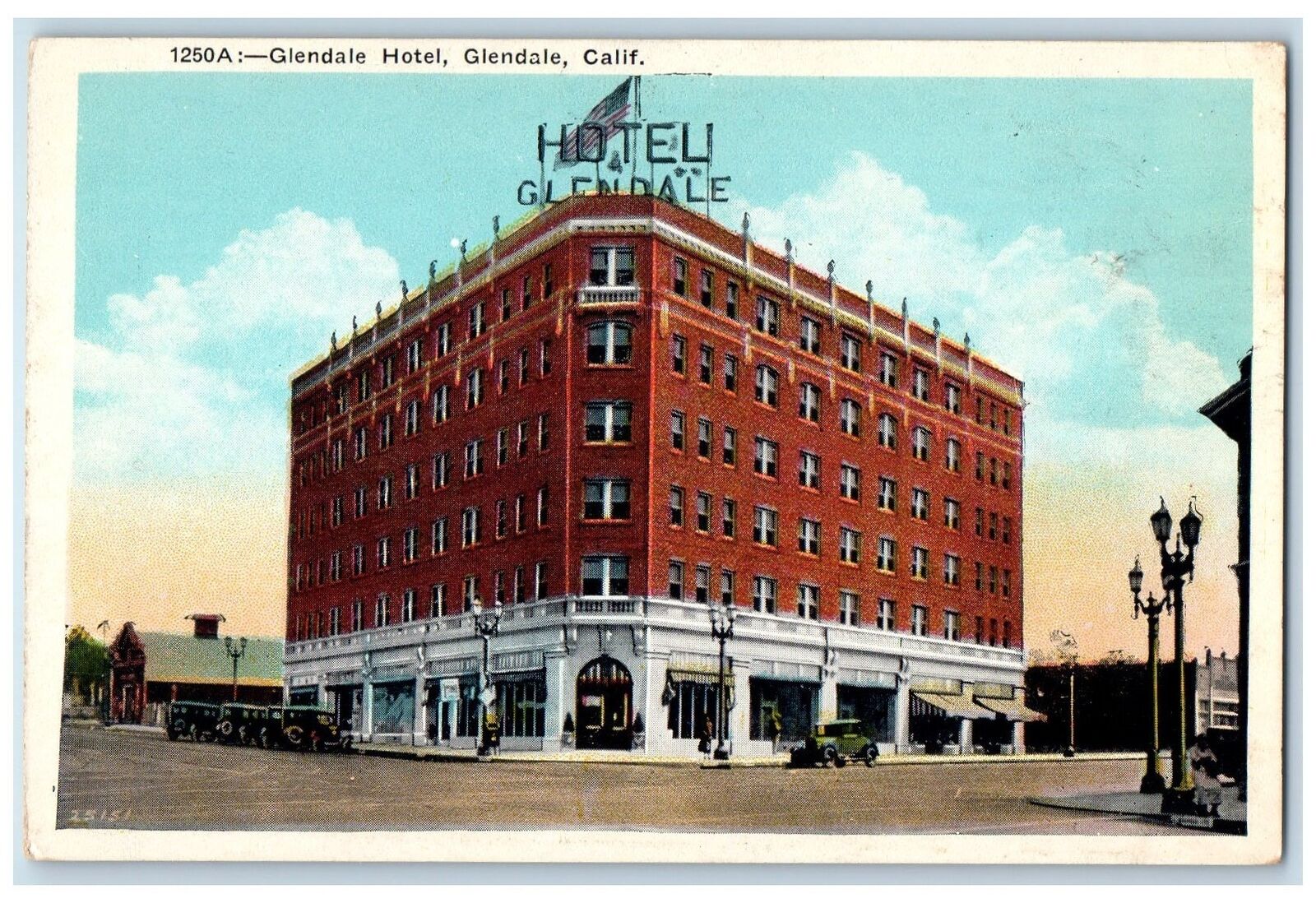 c1920's Glendale Hotel Restaurant Building Door Entrance Glendale CA Postcard