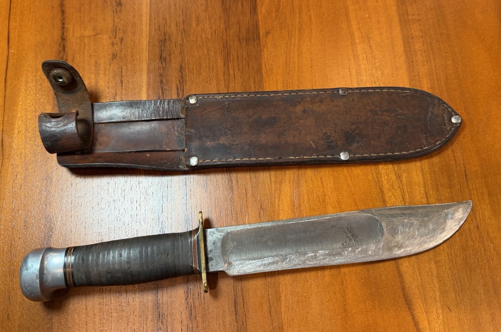 Vintage Marble’s Gladstone 7” Blade Ideal Hunting Knife Stacked Leather Handle