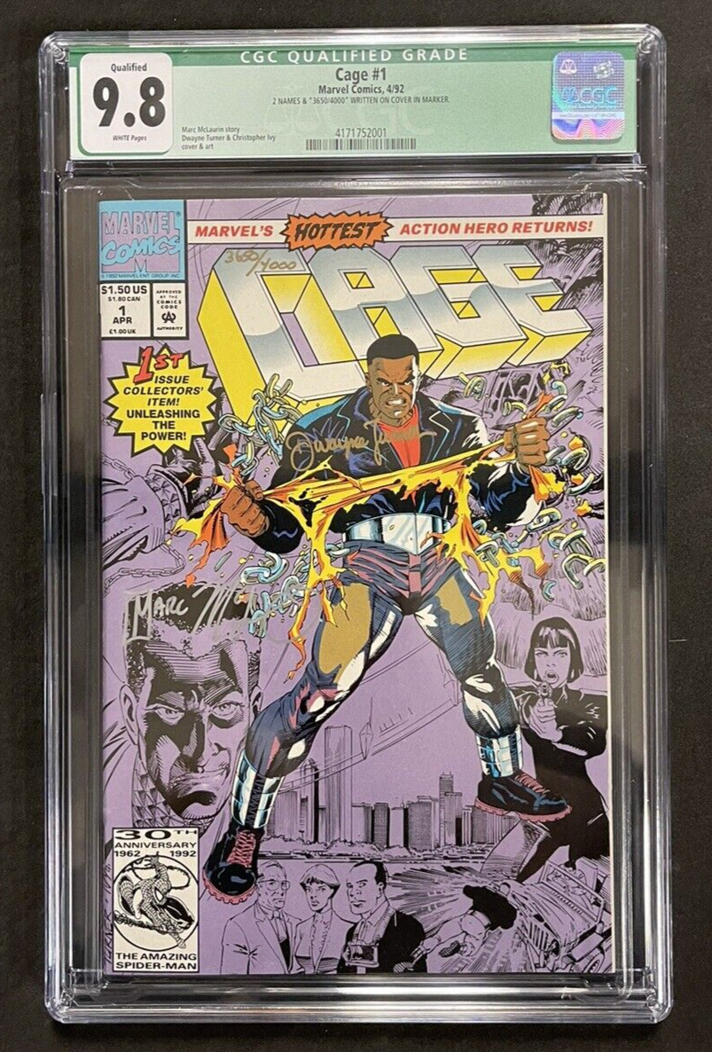 Cage #1 CGC 9.8 Signed by Writer Marcus McLaurin & Artist Dwayne Turner  COA