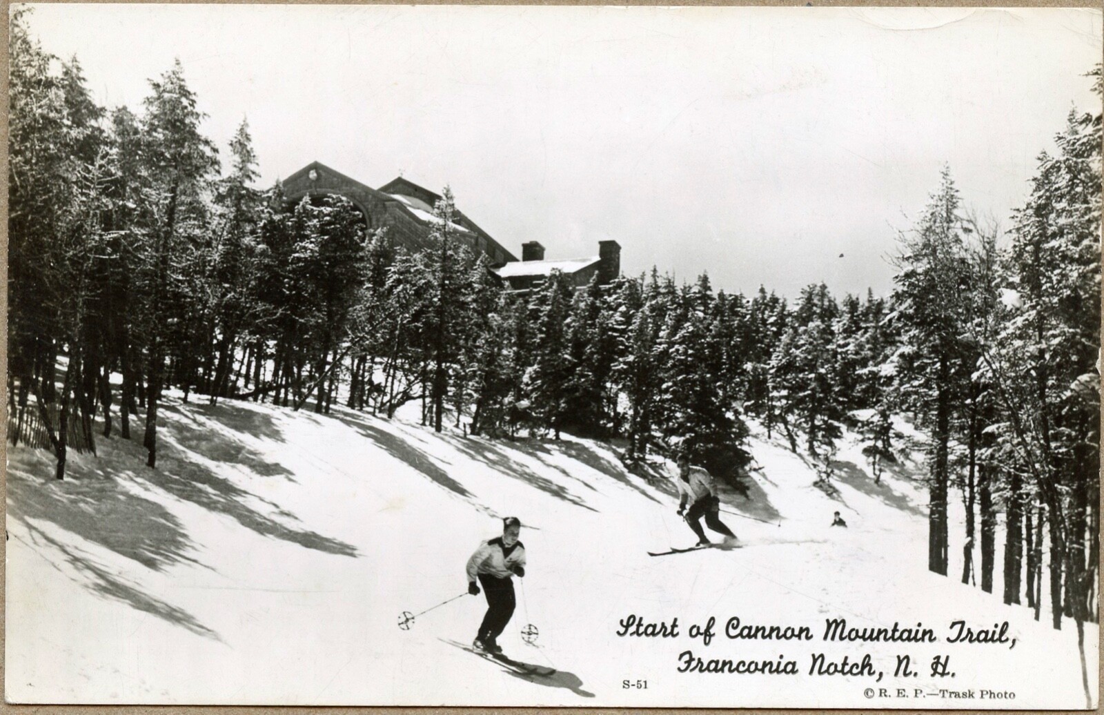 Franconia Notch NH RPPC Cannon Mountain Ski Trail New Hampshire Photo Postcard