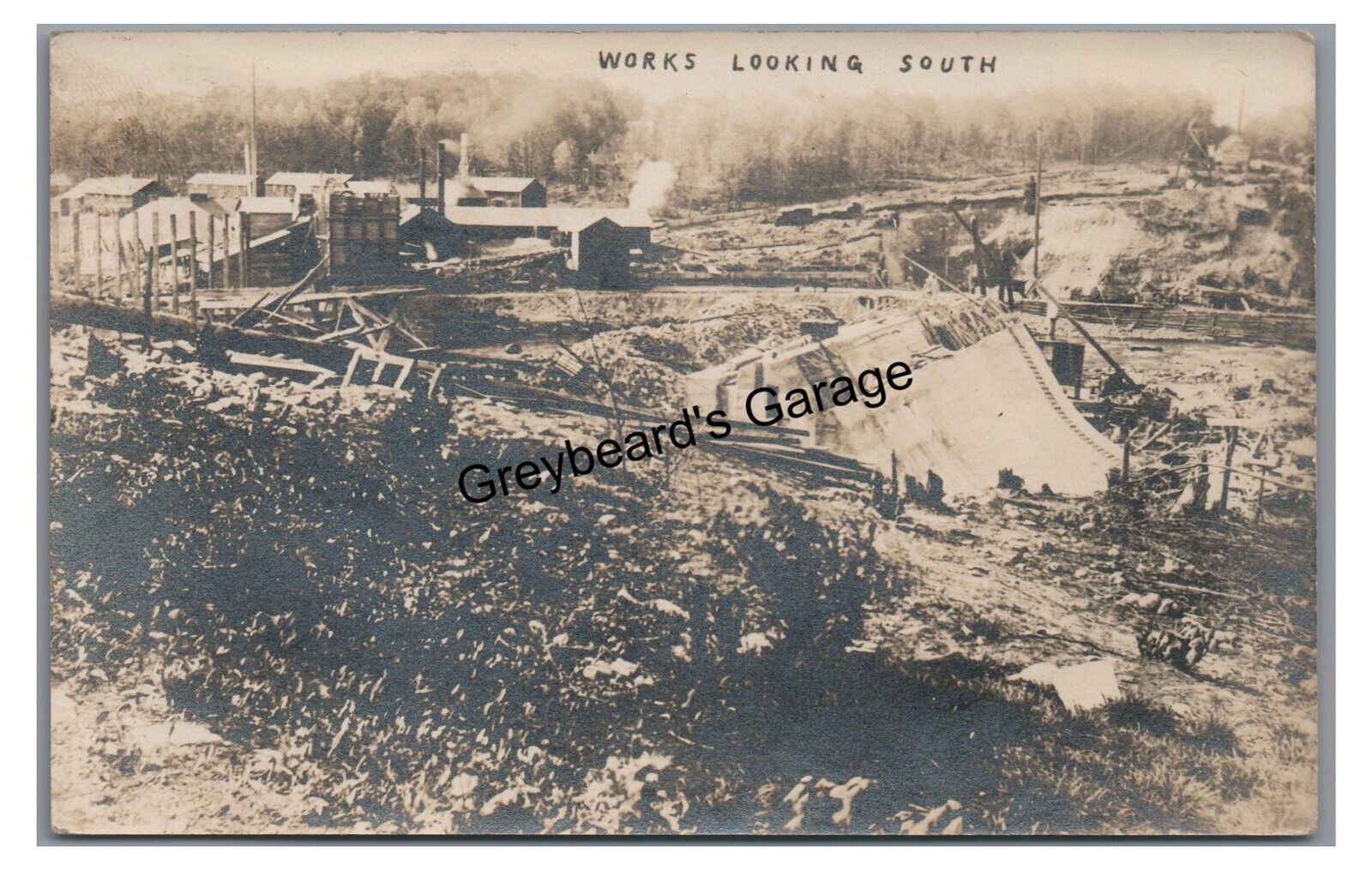 RPPC Dam Construction Works Looking South ALTMAR NY New York Real Photo Postcard