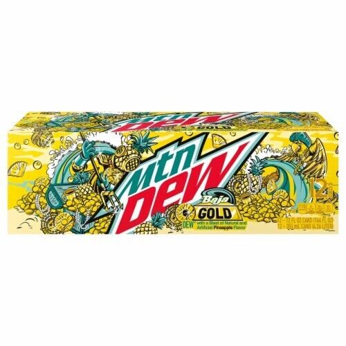 Mountain Dew Baja Gold 12 pack Full 12 oz Cans Sealed pk