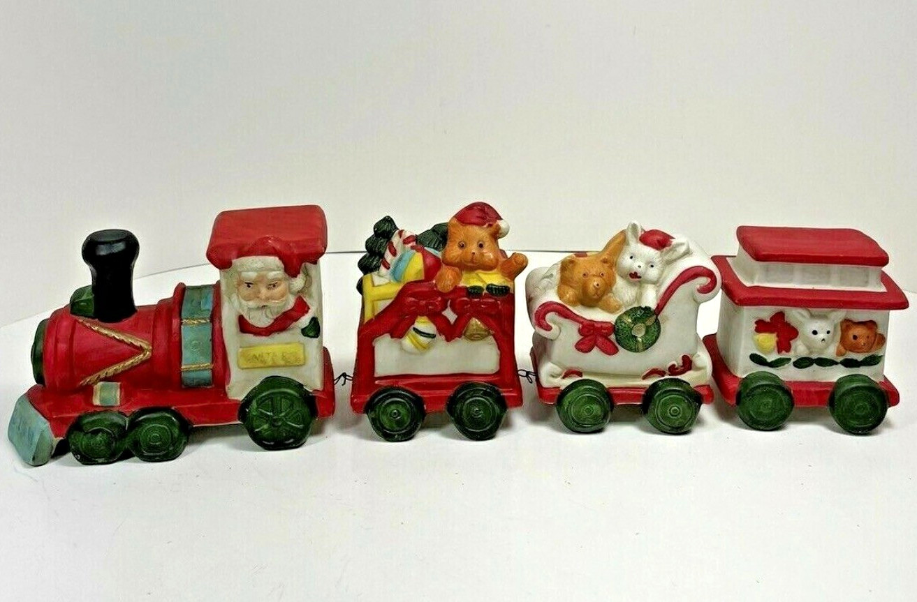 Vintage Hand Painted Porcelain Bisque Christmas Train Santa Claus FREESHIP Vintage Hand Painted Porcelain Bisque Christmas Train Santa Claus FREESHIP