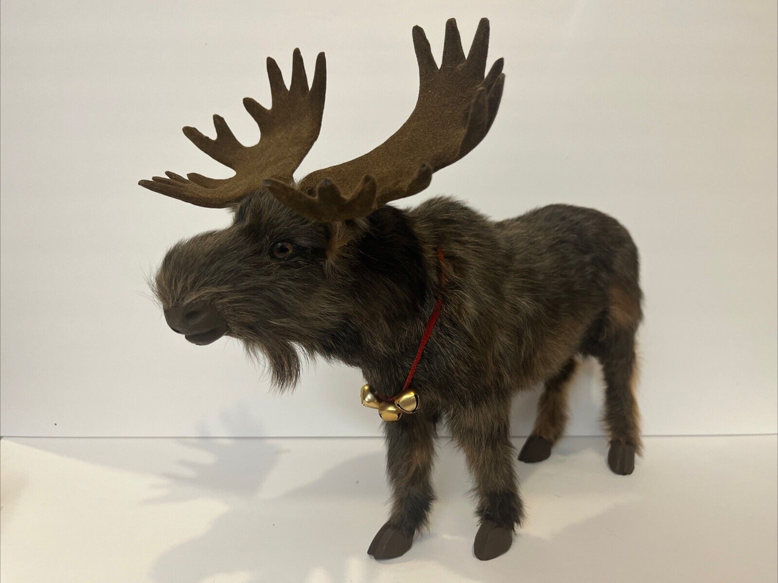 Moose 7 inch tall, handmade, covered in real goat hair Rare