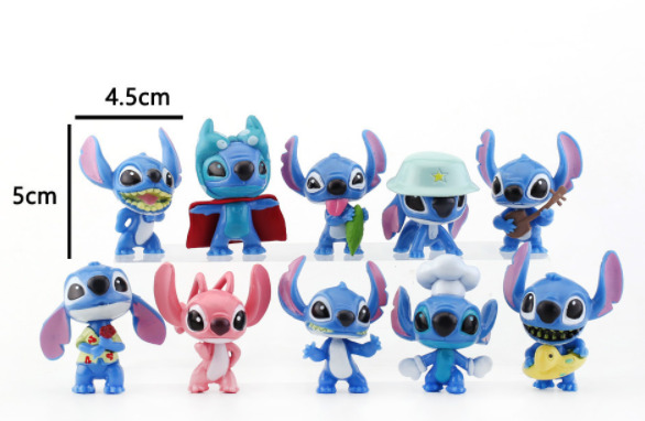 10PCS/SET Disney Stitch Angel Cartoon Mini Action Figures PVC Toys Dolls 5cm/2\