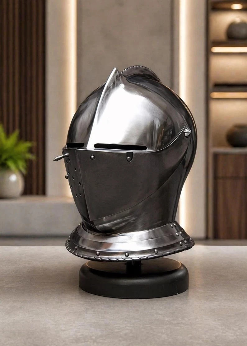 Handcrafted Medieval Close Helmet Steel Knight Armor Full Face Gothic Helmet Handcrafted Medieval Close Helmet Steel Knight Armor Full Face Gothic Helmet