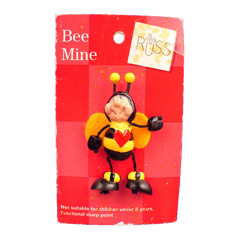Russ PIN Valentines Vintage BUMBLEBEE Bee Man Anthropomorphic Jointed NEW*