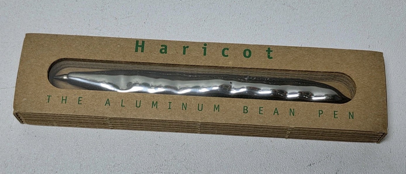 Haricot Aluminum Bean Pen Vintage 1996 Made In Italy Old Stock In Box Dry Ink