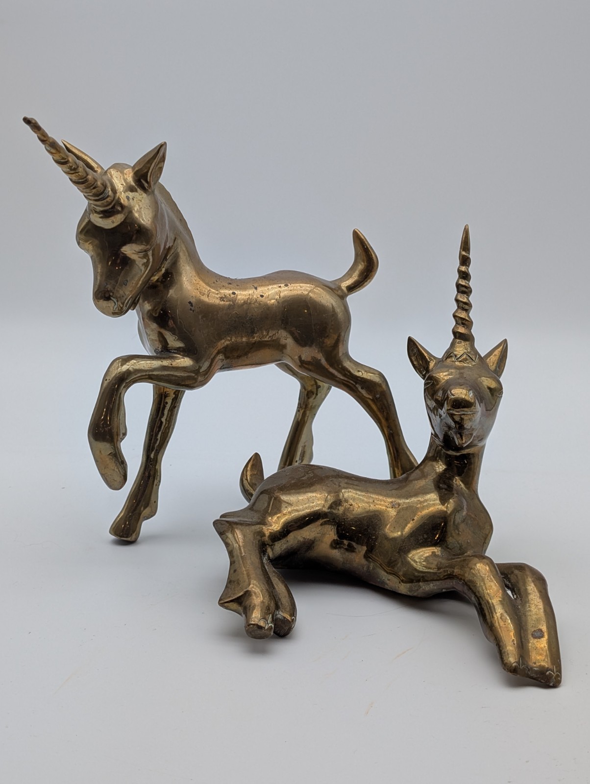 Vintage Pair Of Brass Juvenile Unicorns Possibly Freeman McFarlin