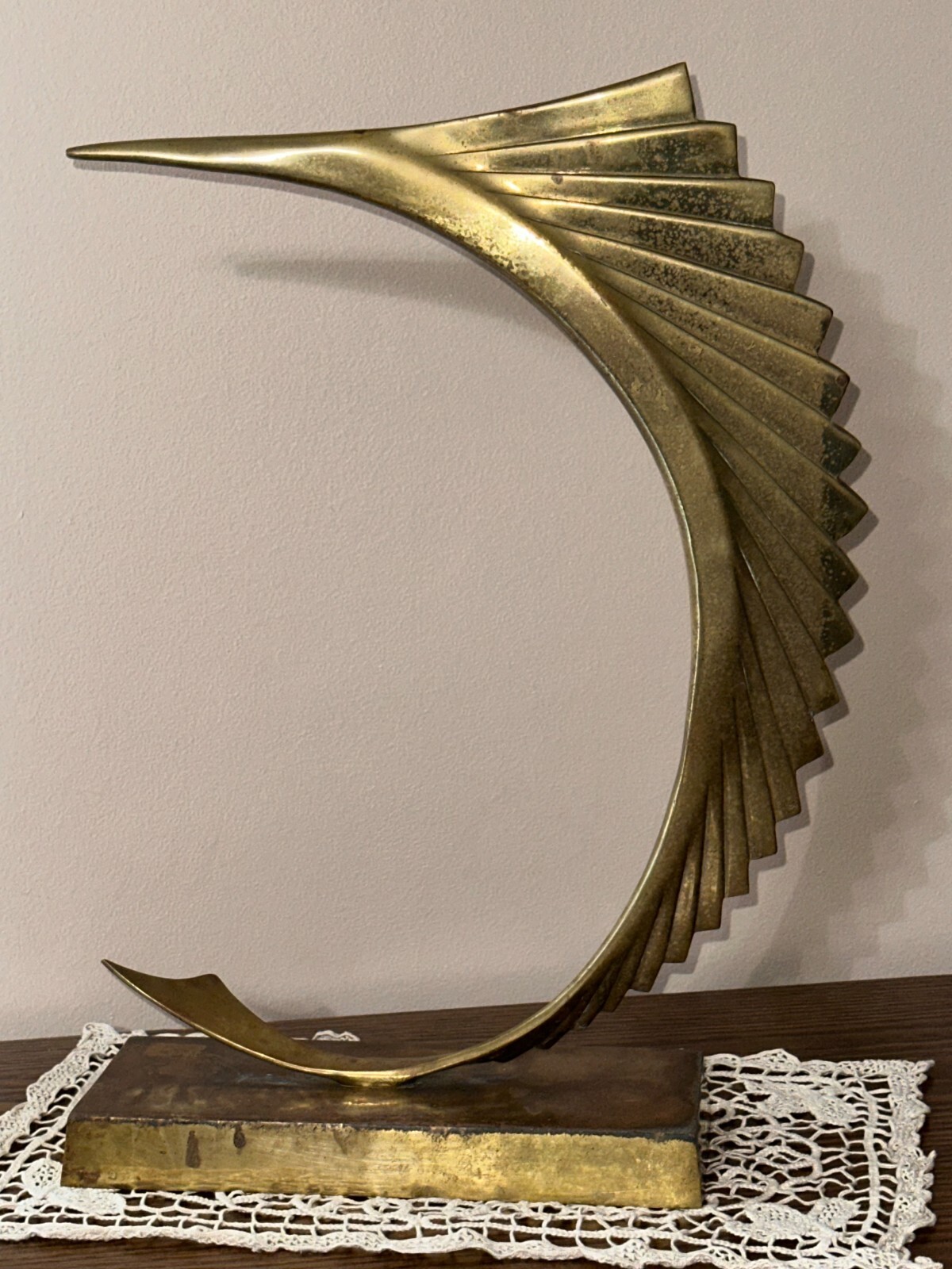 vintage mid century modern MCM brass swordfish marlin sculpture statute 17\ vintage mid century modern MCM brass swordfish marlin sculpture statute 17\