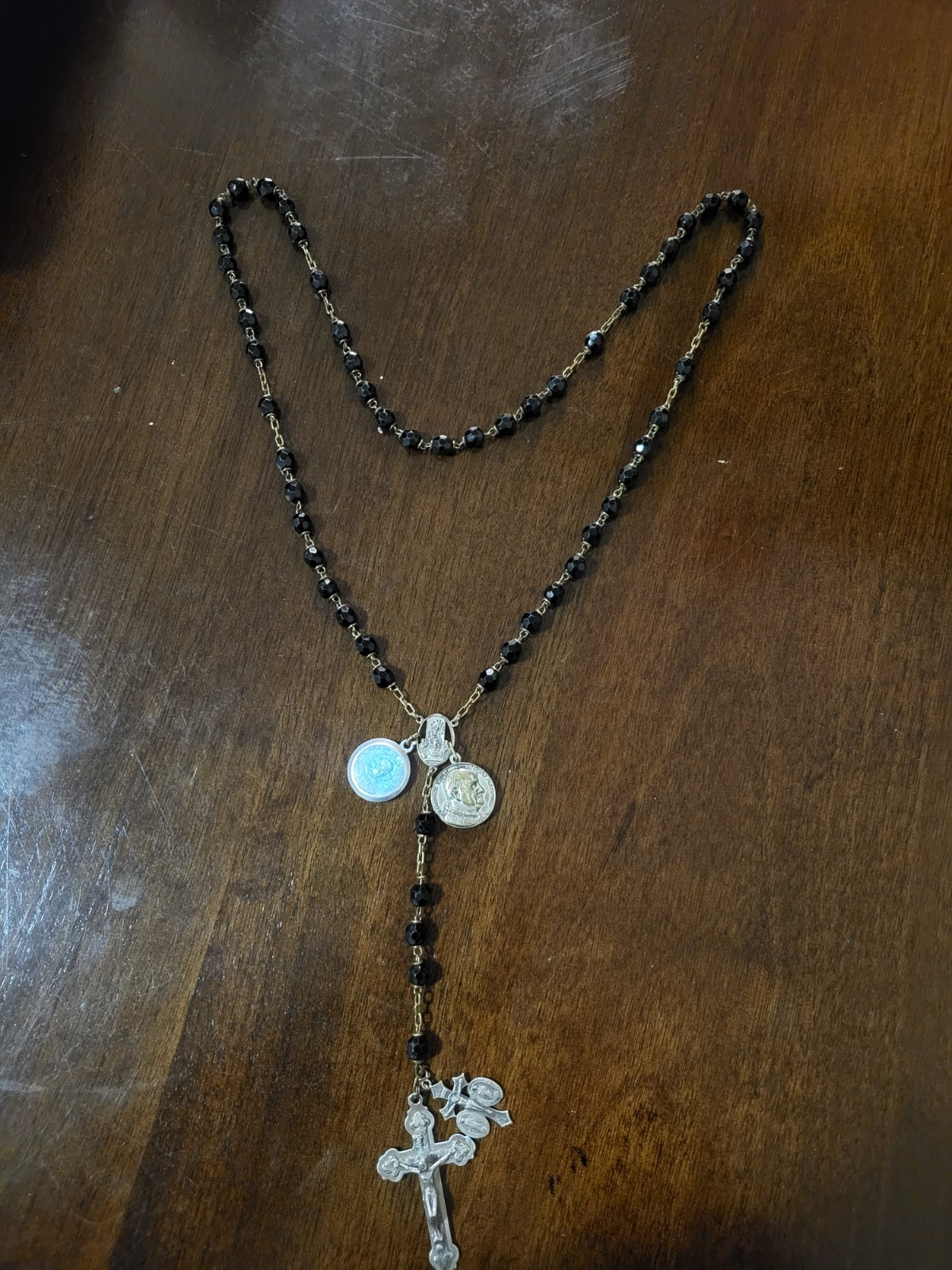 Vintage Pont Maximus Johannes XXIII And Crusifix  Black Rosary