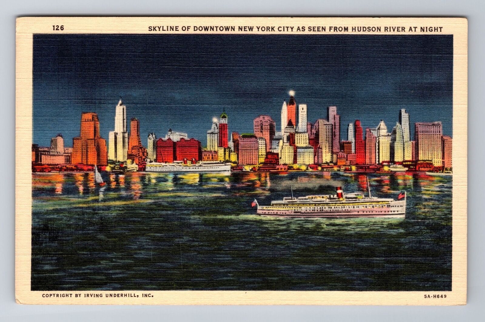 New York NY-New York, Skyline of New York, Hudson River Antique Vintage Postcard