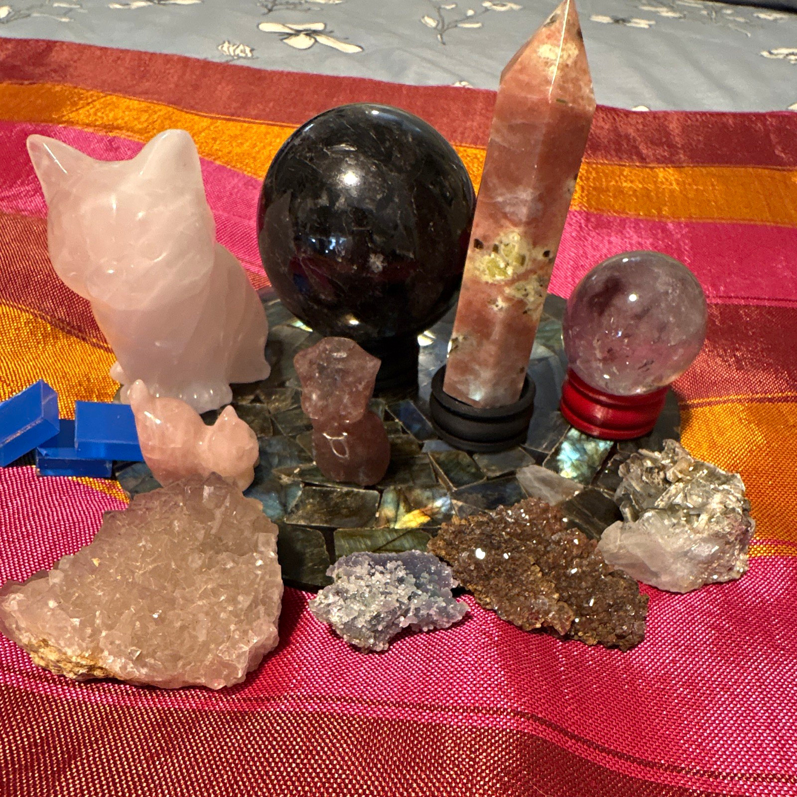 Mixed Crystal & Mineral Specimen Lot w/ Spheres, Tower Point, Carvings, Clusters Mixed Crystal & Mineral Specimen Lot w/ Spheres, Tower Point, Carvings, Clusters