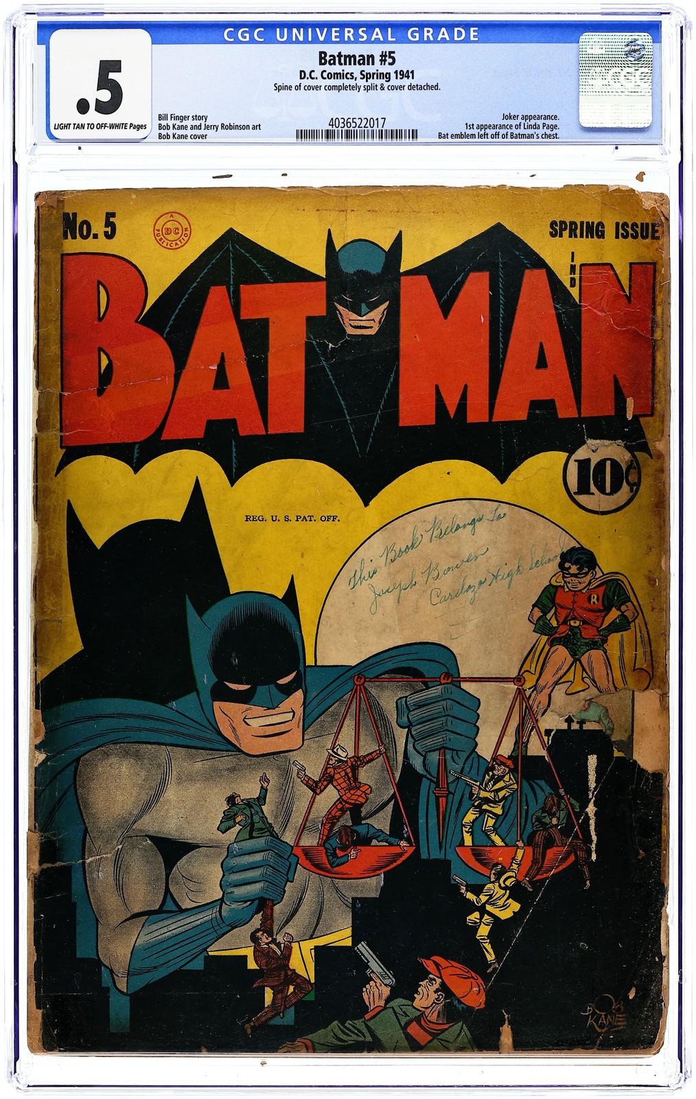 Batman #5 CGC 0.5 1941 4036522017