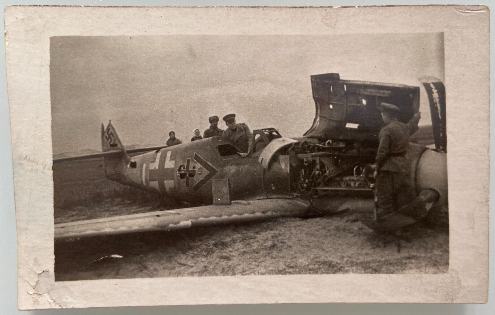 WWII Captured Messerschmitt me 109 German Fighter Plane Luftwaffe Vintage Photo