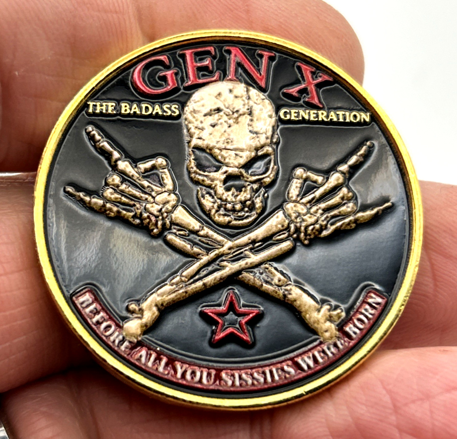 GEN-X 1965-1980 Skull *BADAS$ Generation Challenge Coin Collectible Medal GEN-X 1965-1980 Skull *BADAS$ Generation Challenge Coin Collectible Medal