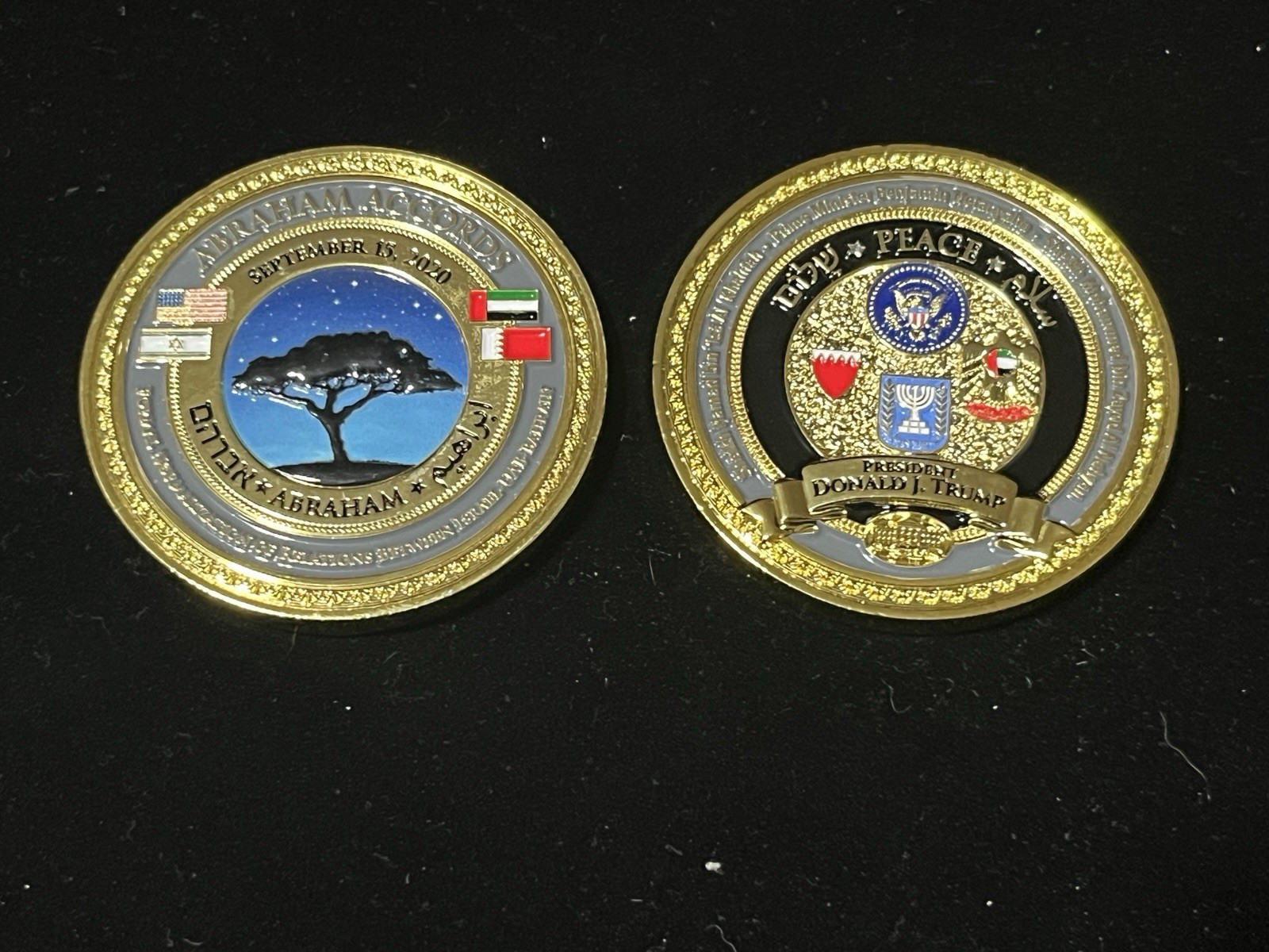 TRUMP ABRAHAM ACCORDS WHITE HOUSE MIDDLE EAST PEACE TEAM CHALLENGE COIN 2020